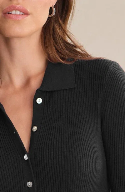 525 Ginny Collar Long Sleeve Henley Top In Black