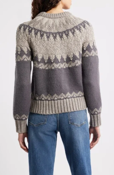 525 Lela Fair Isle Raglan Sweater In Gray