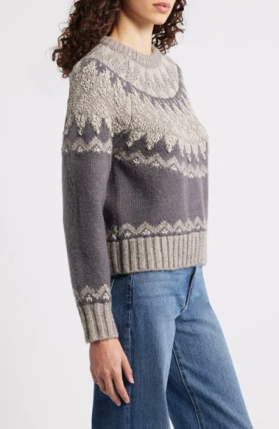 525 Lela Fair Isle Raglan Sweater In Gray