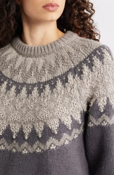 525 Lela Fair Isle Raglan Sweater In Gray