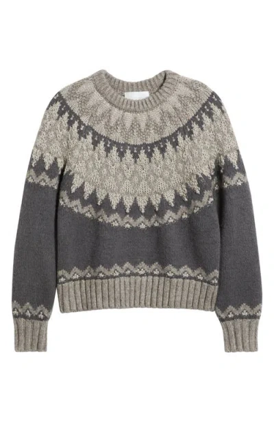 525 Lela Fair Isle Raglan Sweater In Gray