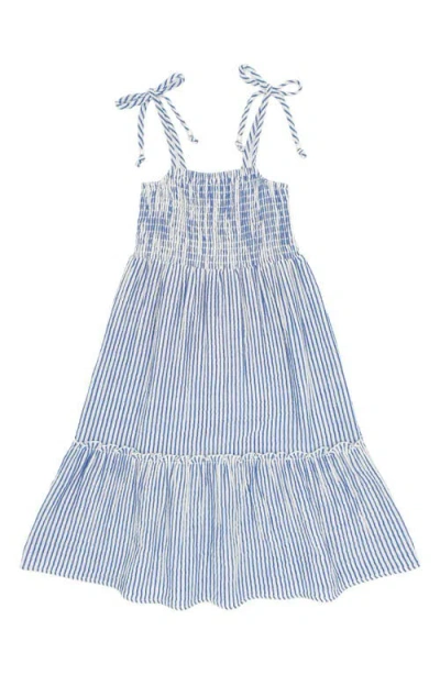 Feather 4 Arrow Kids' Harper Stripe Shoulder Tie Dress In Blue