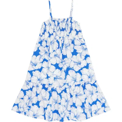 Feather 4 Arrow Kids' Floral Cotton Sundress In Blue