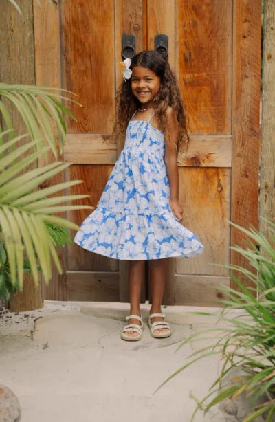 Feather 4 Arrow Kids' Floral Cotton Sundress In Blue