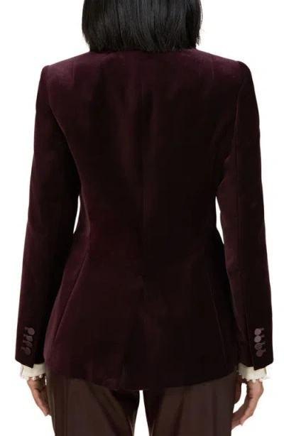 Reiss Burgundy Velvet Single-breasted Suit Blazer