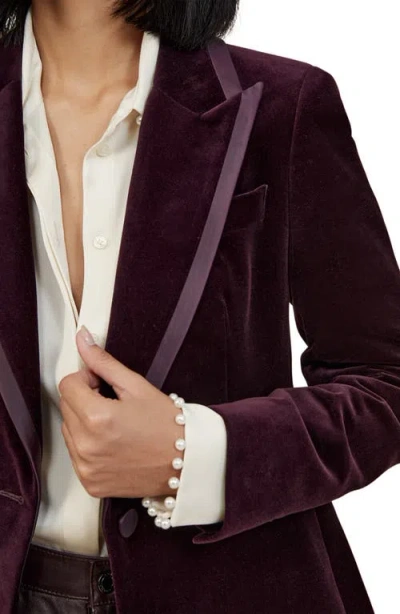 Reiss Burgundy Velvet Single-breasted Suit Blazer