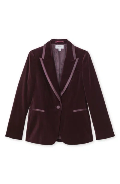 Reiss Burgundy Velvet Single-breasted Suit Blazer