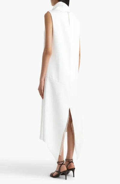 Khaite Loell Scarf-detail Asymmetric Midi Dress In White