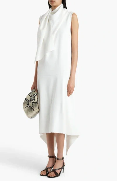 Khaite Loell Scarf-detail Asymmetric Midi Dress In White