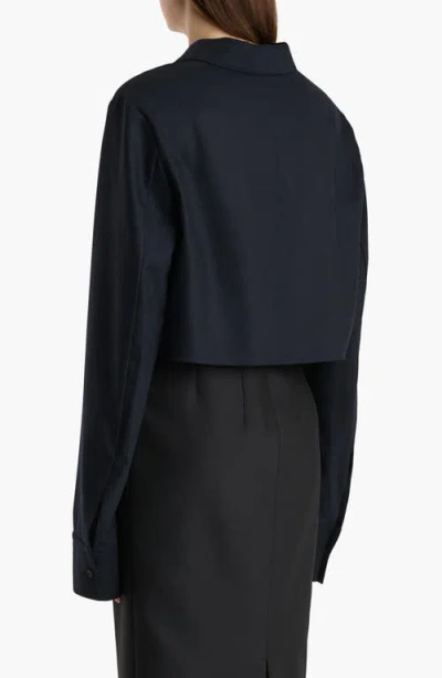 Khaite Jasen Crop Button-up Shirt In Blue