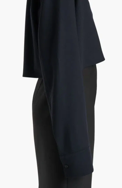 Khaite Jasen Crop Button-up Shirt In Blue