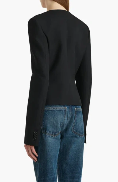 Khaite Nara Collarless Single-breasted Wool Jacket In Black