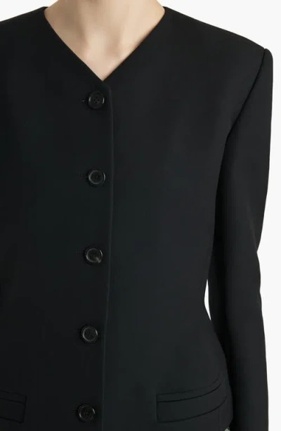 Khaite Nara Collarless Single-breasted Wool Jacket In Black