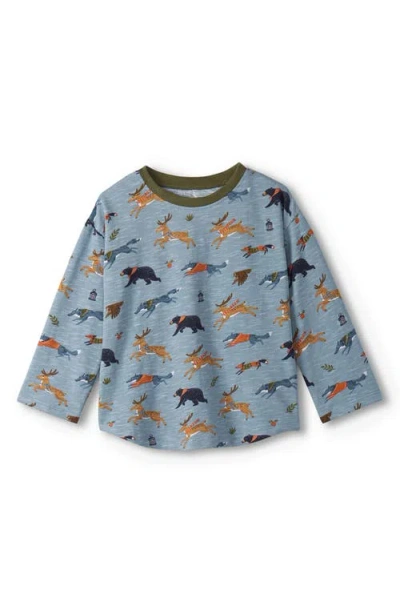 Hatley Forest Animals Slub Cotton T-shirt & Joggers Set In Blue