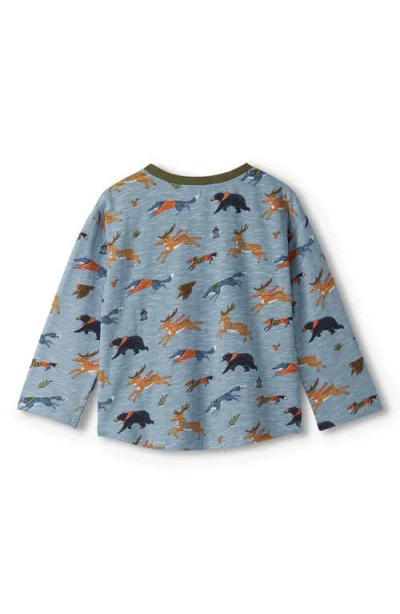 Hatley Forest Animals Slub Cotton T-shirt & Joggers Set In Blue