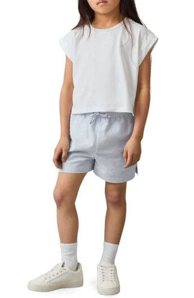 Reiss Kids' Cleo Slub Cotton & Linen Drawstring Shorts In Blue