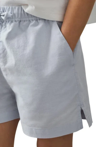 Reiss Kids' Cleo Slub Cotton & Linen Drawstring Shorts In Blue