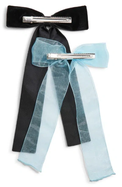 Bp. Set Of 2 Velvet & Organza Hair Bow Barrettes In Multi