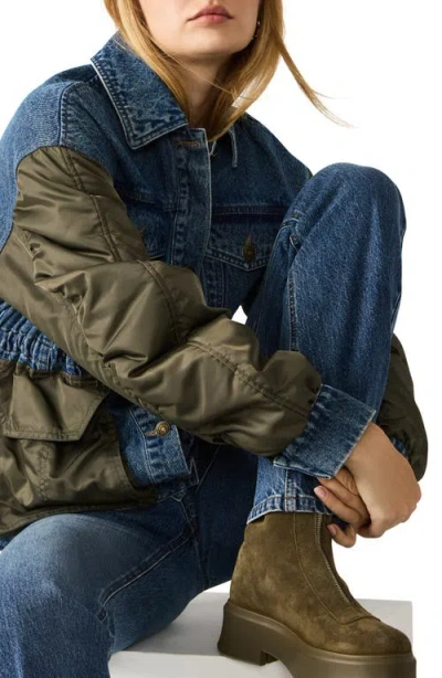 Steve Madden Joie Mixed Media Jacket In Blue