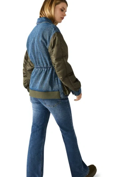 Steve Madden Joie Mixed Media Jacket In Blue