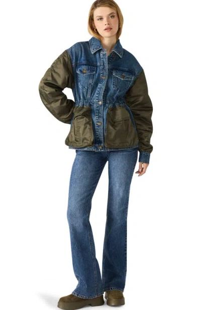 Steve Madden Joie Mixed Media Jacket In Blue