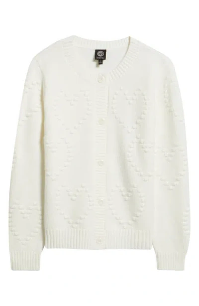 Bobeau Embroidered Heart Cardigan In White