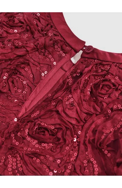 Reiss Kids' Dulcie Rosette Sequin Tiered Party Dress In Red