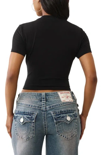 True Religion Women's Crystal Crown Logo Baby T-shirt In Black