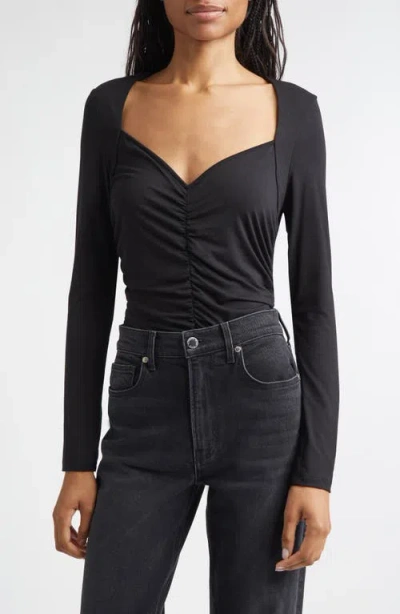Veronica Beard Salem Ruched Top In Black
