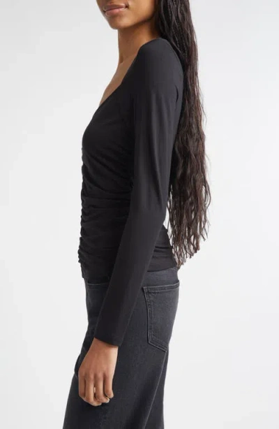 Veronica Beard Salem Ruched Top In Black