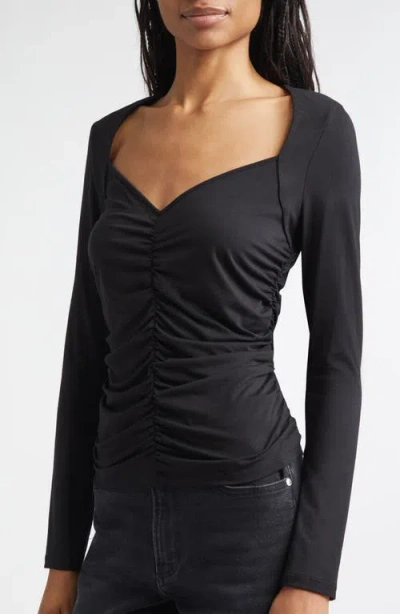 Veronica Beard Salem Ruched Top In Black