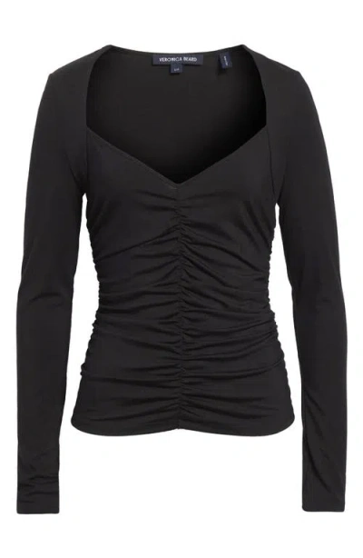 Veronica Beard Salem Ruched Top In Black