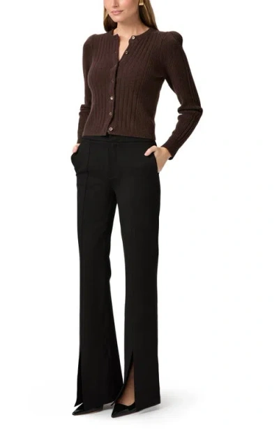 Paige Sofia Split Hem Flare Ponte Pants In Black