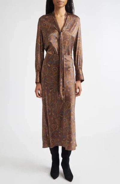 Veronica Beard Clover Bias Cut Silk Blend Skirt In Brown