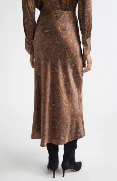 Veronica Beard Clover Bias Cut Silk Blend Skirt In Brown