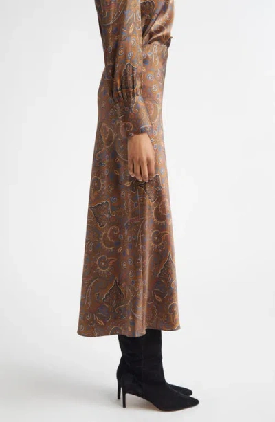Veronica Beard Clover Bias Cut Silk Blend Skirt In Brown