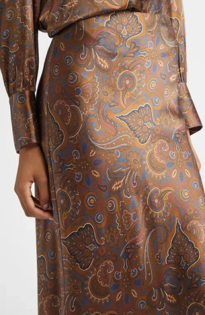 Veronica Beard Clover Bias Cut Silk Blend Skirt In Brown