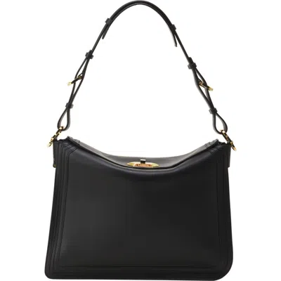 Lanvin Compagnon Small Asymmetrical Bag With A Python Finish In Black