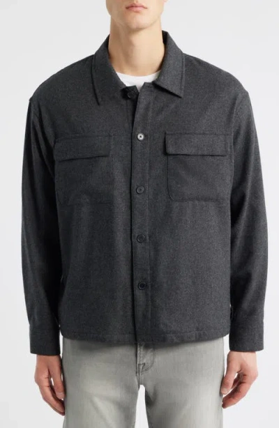 Frame Wool Blend Overshirt In Gray