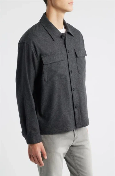Frame Wool Blend Overshirt In Gray