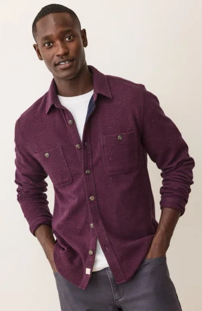 Marine Layer Pacifica Nep Stretch Twill Overshirt In Purple