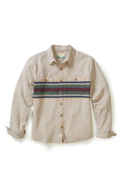 Marine Layer Pacifica Multi Stripe Stretch Twill Overshirt In Neutral
