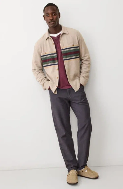 Marine Layer Pacifica Multi Stripe Stretch Twill Overshirt In Neutral