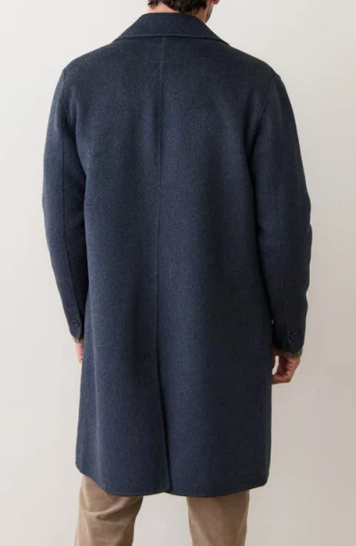 Marine Layer Irving Brushed Melton Longline Topcoat In Blue