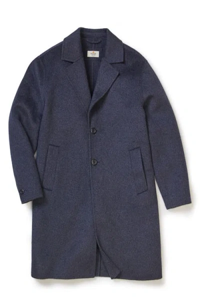 Marine Layer Irving Brushed Melton Longline Topcoat In Blue
