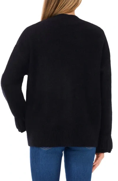 Cece Women's V-neck Ruffle Cuff Cardigan Sweater In Black