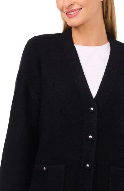 Cece Women's V-neck Ruffle Cuff Cardigan Sweater In Black