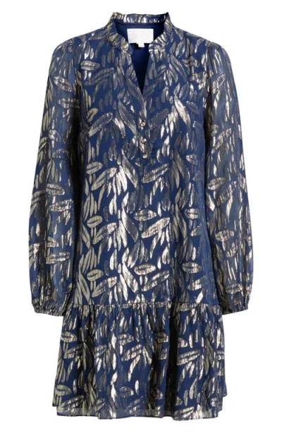 Lilly Pulitzer ® Evaline Long Sleeve Silk Blend Drop Waist Dress In Blue