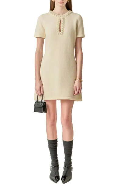 English Factory Bead & Rhinestone Sweater Dress In Neutral