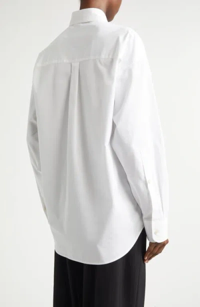 Stella Mccartney Floral Embroidered Cotton Oxford Button-up Shirt In White